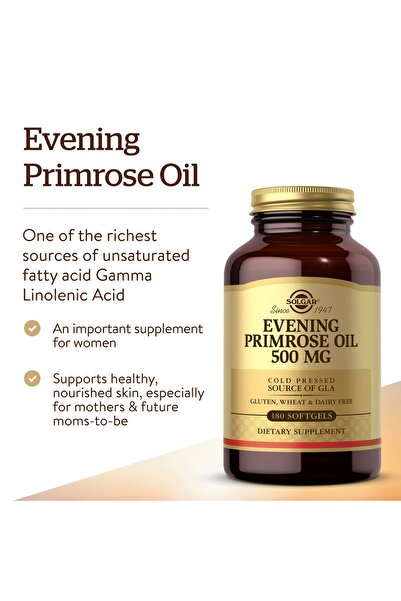 Solgar Evening Primrose Oil 500 mg, 180 Softgels - Skin & Heart Health - Gluten & Dairy Free