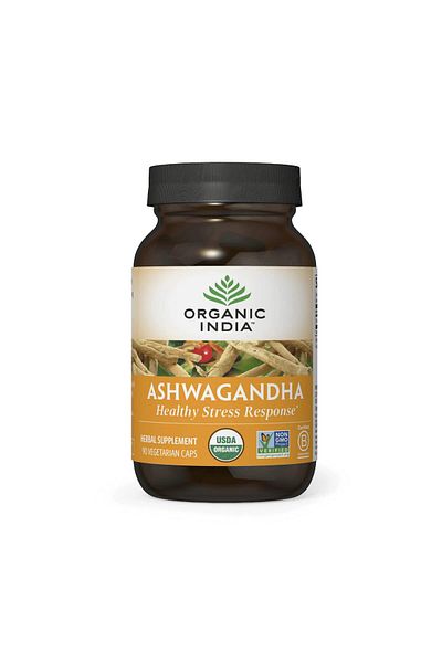 Organic India Organic Ashwagandha Capsules - Vegan, Gluten-Free, Non-GMO, Stress, Energy, Sleep Support - 90 Caps