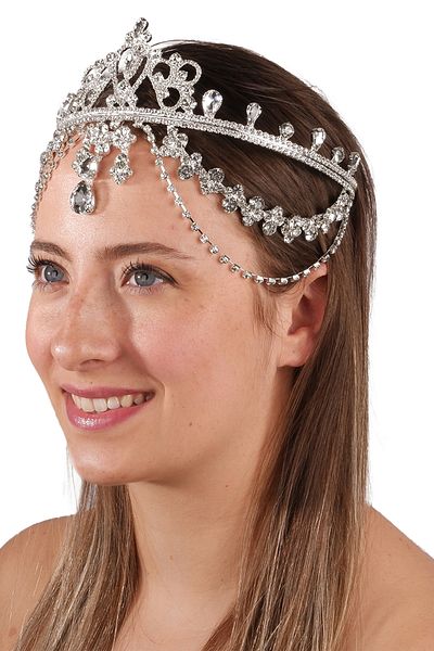 Hayalperest boncuk Stylish Design Sultan Crown Silver Hurrem Model Bridal Crown
