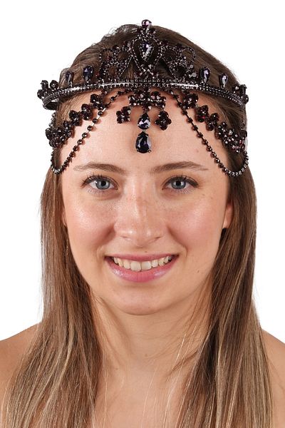 Hayalperest boncuk Full of Elegance Sultan Crown - Hürrem Model Purple Bride-To-Be Crown