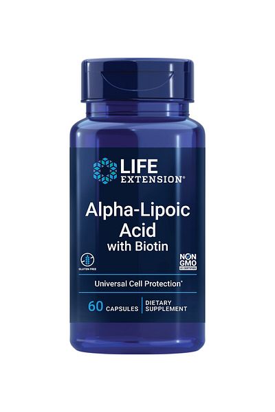 Life Extension Alpha-Lipoic Acid with Biotin, Cell & Nerve Support, Gluten-Free, Non-GMO, 60 Capsules