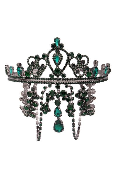 Hayalperest boncuk Magnificent Sultan Crown - Hürrem Model Green Bridal Crown