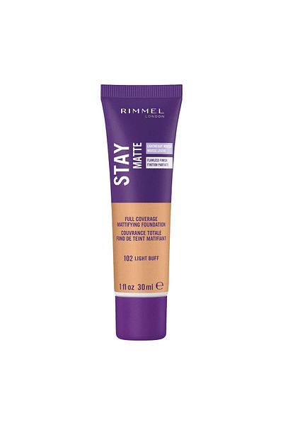 Rimmel London Stay Matte Liquid Mousse - 102 Light Buff - Lightweight, Shine Control, Oil-Free, 1oz