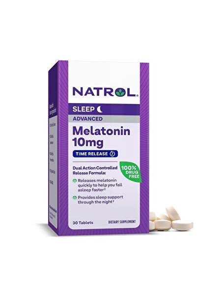Natrol Melatonin Advanced Sleep Tablets with Vitamin B6, 2-Layer Release, 10mg, 30 Count