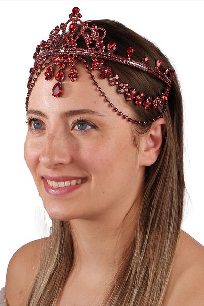 Hayalperest boncuk Magnificent Sultan Crown - Hürrem Model Red Bridal Crown