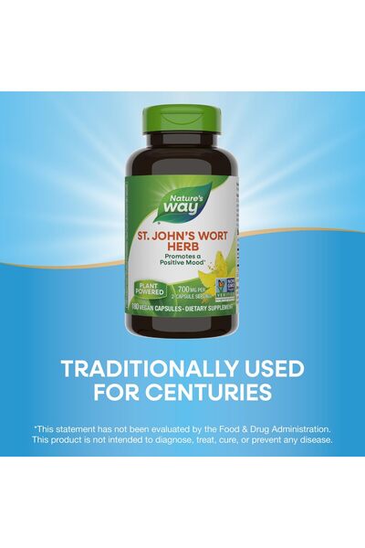 Nature's Way St. John's Wort Herb, 700mg per Serving, Non-GMO, Vegan, 180 Capsules