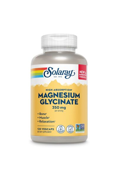 Solaray كبسولات جليسينات المغنيسيوم مع بيوبيرين - لدعم العظام والعضلات والقلب...