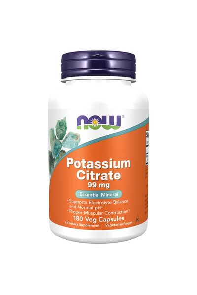Now Foods Potassium Citrate 99 mg, Supports Electrolyte Balance, 180 Veg Capsules