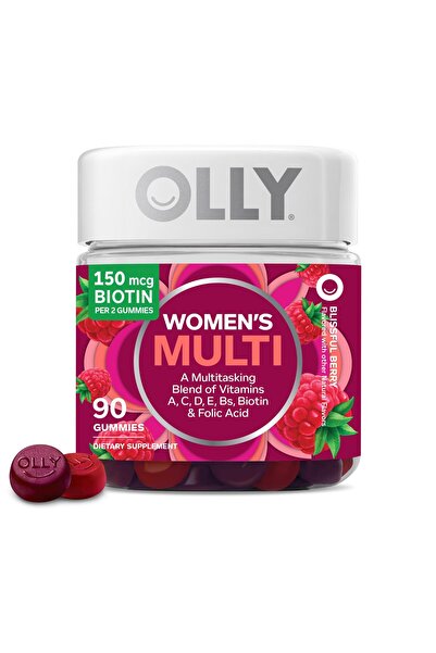 OLLY علكة الفيتامينات المتعددة للنساء - A، D، C، E، البيوتين، حمض الفوليك، بن...