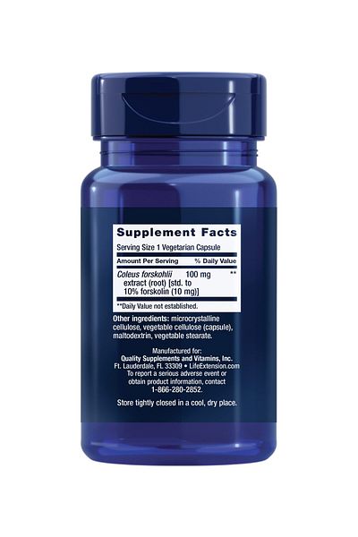 Life Extension Forskolin, Coleus forskohlii, 10 mg Extract, Non-GMO, Gluten-Free, 60 Capsules, 1-2 Month Supply