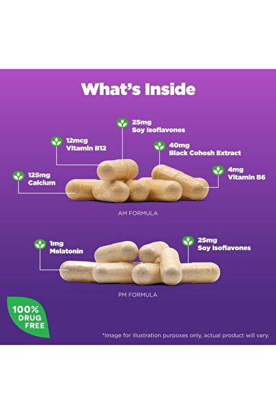 Natrol Complete Balance Menopause Relief, A.M./P.M. Supplement for Women, 60 Capsules, 30-Day Supply