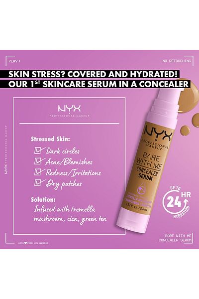 NYX Professional Makeup Bare With Me Concealer Serum, Concealer Makeup For Up To 24Hr Hydration - Vanilla