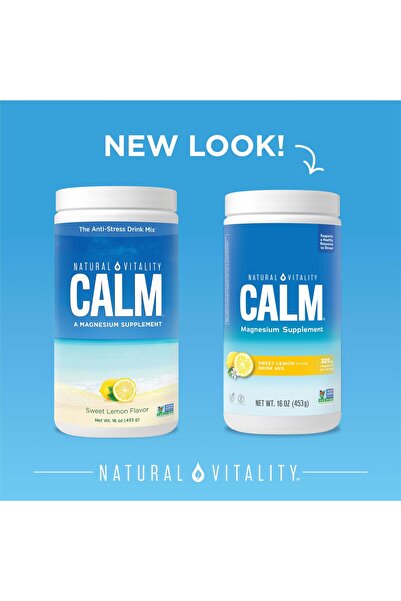 Natural Vitality Calm Magnesium Supplement, Anti-Stress Drink Mix, Vegan, Gluten-Free, Sweet Lemon, 16 oz