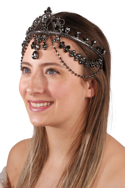 Hayalperest boncuk Anthracite Traditional Sultan Crown - Hürrem Model Gelincevi Crown