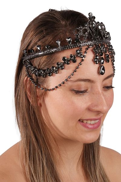 Hayalperest boncuk Anthracite Traditional Sultan Crown - Hürrem Model Gelincevi Crown