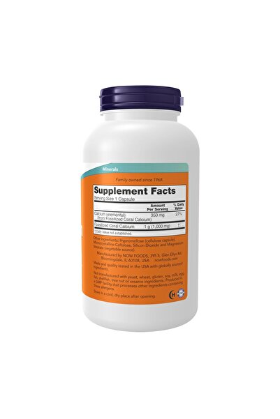 Now Foods Supplements, Coral Calcium 1,000 mg, Bone Health*, Healthy pH Balance*, 250 Veg Capsules