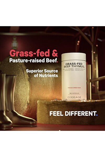 Codeage Grass Fed Beef Thymus & Liver, Freeze Dried, Non-GMO, 180 Capsules