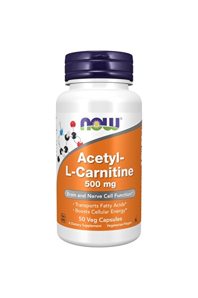 Now Foods Supplements, Acetyl-L Carnitine 500 mg, Amino Acid, Brain And Nerve Cell Function*, 50 Veg Capsules