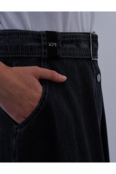 Kayra Metal Toka Detaylı Denim Etek Antrasit