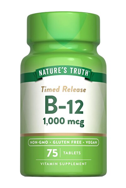 Nature's Truth B12 Vitamin Supplement | 1000 mcg | 75 Timed Release Tablets | Vegan, Non-GMO & Gluten Free