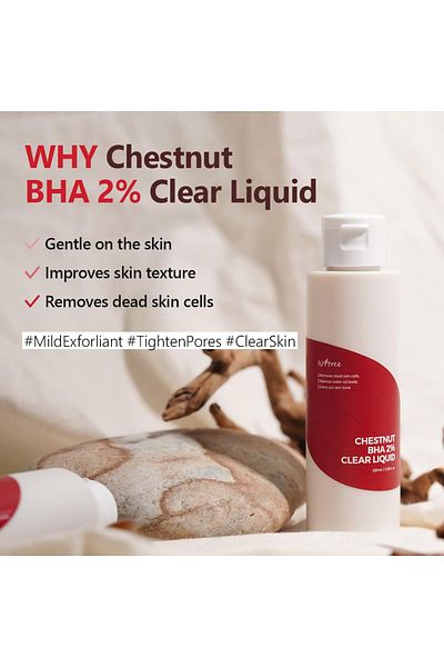 Isntree Chestnut BHA 2% Clear Liquid 100ml | Mild Exfoliant | Pore Tightening | Korean Skincare
