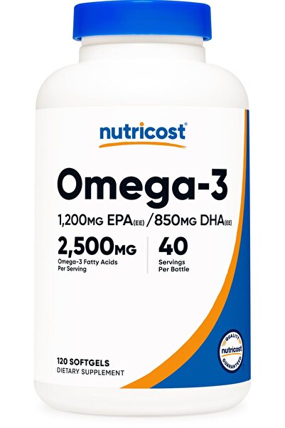 Nutricost Omega 3 Fish Oil - 2500MG, 120 Softgels - Wild Caught, 1200mg EPA, 850mg DHA, Non-GMO, Gluten Free