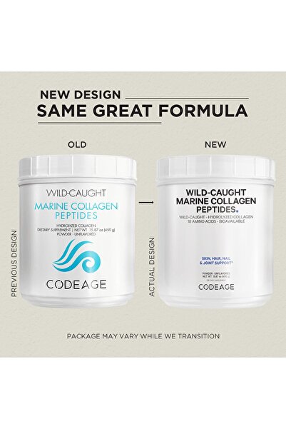 Codeage Marine Collagen Powder - Hydrolyzed Fish Peptides, Type 1 & 3, Skin, Hair, Nails, Non-GMO, 15.87 oz