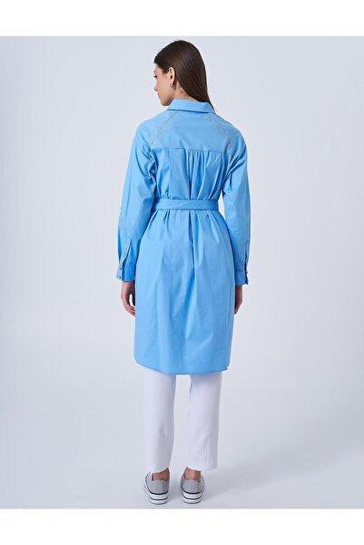 Kayra Hotfix Baskılı Pamuklu Tunik Toz Duman