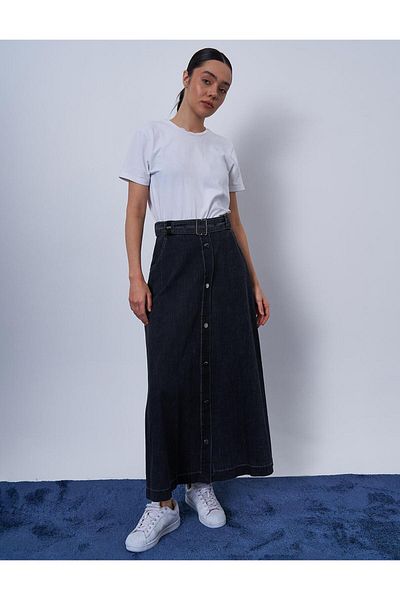 Kayra Fusta Denim Antracit cu Catarama Metalica