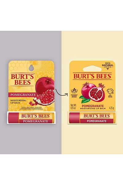 Burt's Bees 100% Natural Moisturizing Lip Balm, Pomegranate with Beeswax and Fruit Extracts, 1 Tube