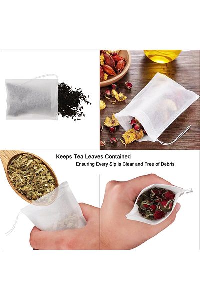 NEPAK 100Pcs Empty Tea Bags, 3.15x3.94 Inches, Disposable Fillable Teabags for Loose Leaf Tea