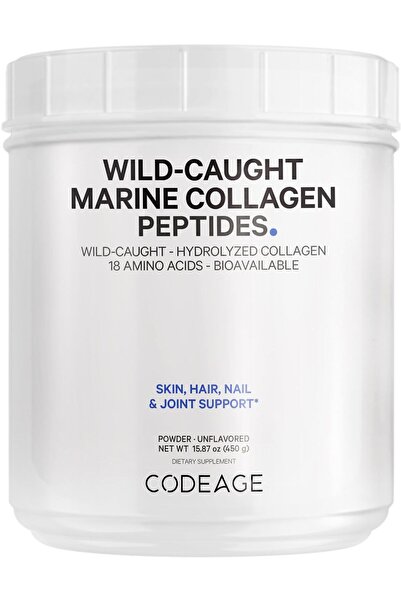 Codeage Marine Collagen Powder - Hydrolyzed Fish Peptides, Type 1 & 3, Skin, Hair, Nails, Non-GMO, 15.87 oz