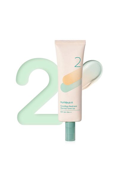 Numbuzin No.2 Goodbye Redness Derma Tone Up | Green to Beige, Tea Tree Leaf, 1.69 fl oz