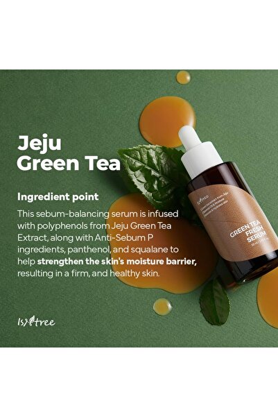 Isntree ISNTREE Green Tea Serum 50ml | Jeju Green Tea | Controls Sebum | Hydrates | Korean Skincare