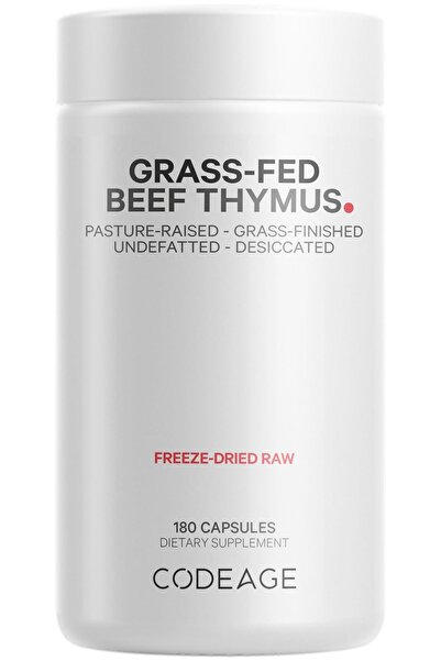 Codeage Grass Fed Beef Thymus & Liver, Freeze Dried, Non-GMO, 180 Capsules