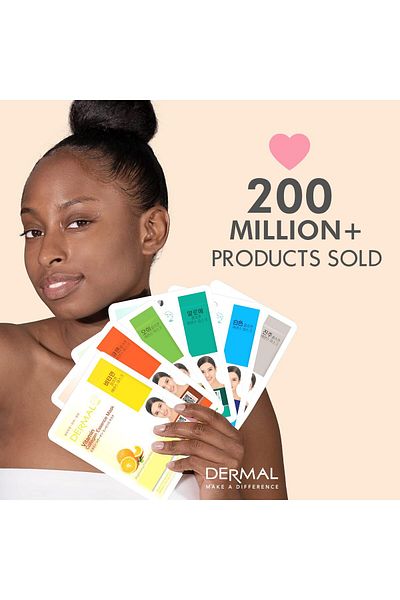 Dermal Korea Collagen Essence Moisturizing Facial Mask Sheet, 32 Full Color Set