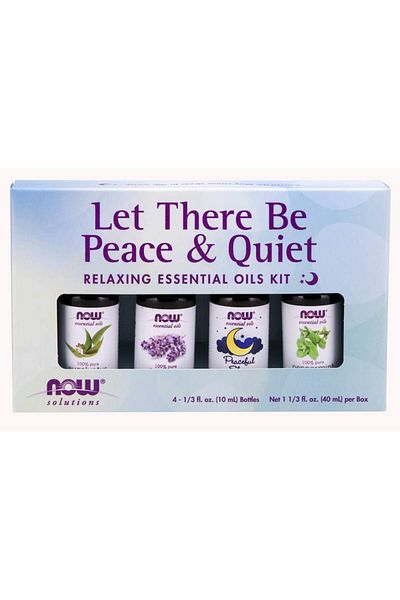 Now Foods Essential Oils Kit, 4X 10ml: Lavender, Peppermint, Eucalyptus & Sleep Blend, Child Resistant Caps