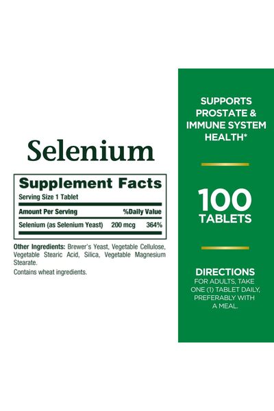 Nature's Bounty Selenium, Supports Prostate and Immune System Health, 200 mcg, 100 Tablets