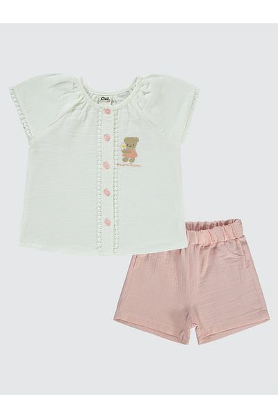 Civil Baby 6-18 Months Baby Girl Ecru Shorts Set