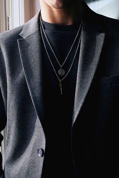 DeFacto Unisex 2-teilige Stahlkette mit Rüstung und Schwertanhänger E6290axns