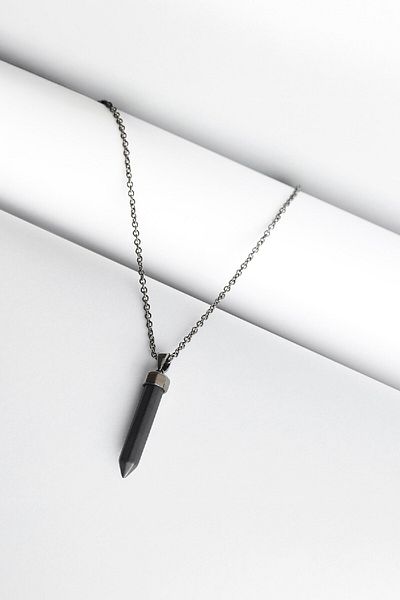DeFacto Unisex-Halskette mit Onyx-Stahlstück und Stahlkette E6296AXNS