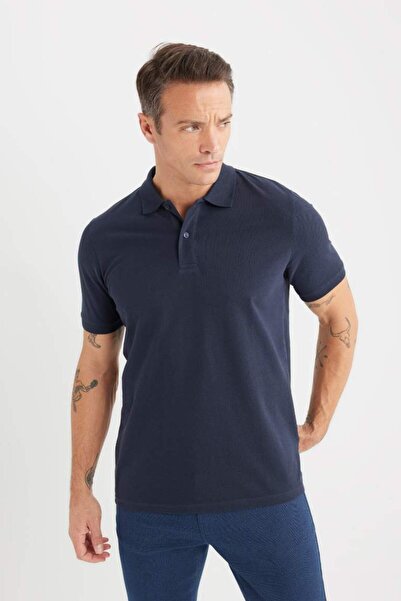 DeFacto %100 Pamuk Regular Fit Polo Yaka Kısa Kollu Basic Düz Pike Kumaş Tişört C1293ax25sp