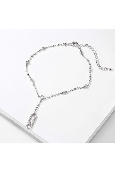 Choice White C Geometric Oval Pendant Anklets for Women Sliver Color Vintage Crystal Chain Charm Anklet Bea