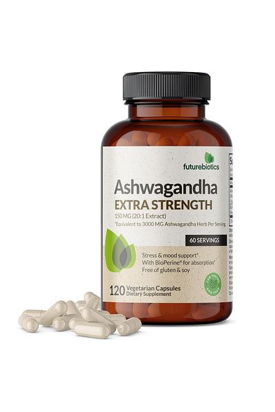 Futurebiotics Ashwagandha Capsules 3000mg - Stress Relief, Mood & Energy Support, 120 Capsules