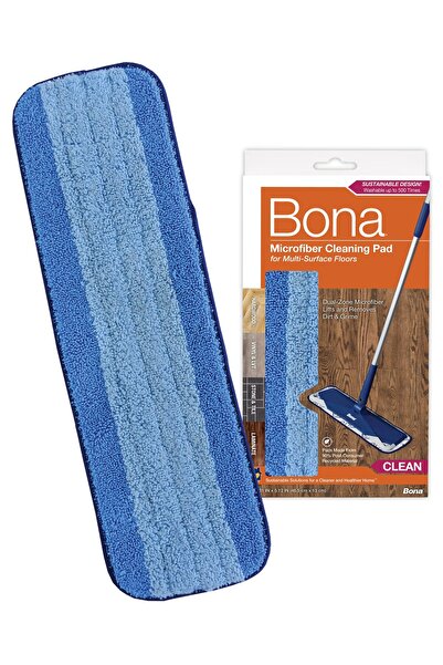 BONA وسادة تنظيف من الألياف الدقيقة للأرضيات الخشبية، تناسب ممسحات بونا، عبوة واحدة، أزرق