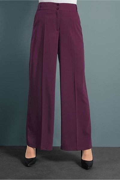 TRENDTESETTÜR Γυναικείο υφασμάτινο παντελόνι Plum με απόσταση μέσης 7580
