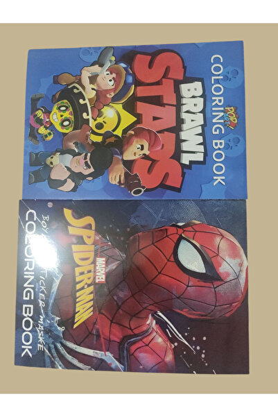 DerinHome Örümcek adam ve brawl stars iki adet boyama kitabı seti