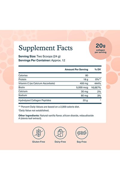 Youtheory Collagen Powder with Vitamin C & Biotin - Hair, Skin, Nails, Joint Support, Vanilla, 10 oz