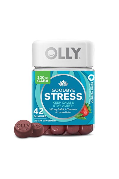 OLLY Goodbye Stress Gummy, GABA, L-Theanine, Lemon Balm, Stress Relief Supplement, Berry - 42 Count