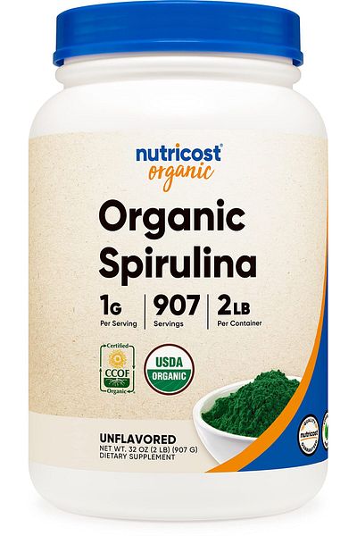 Nutricost Organic Spirulina Powder 2 LB - Pure, Certified Organic Spirulina